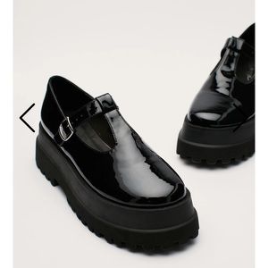 Patent faux leather platform Mary Janes
